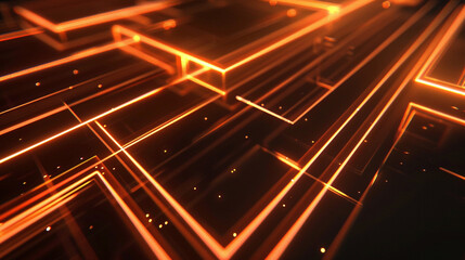 Orange and Bronze glowing abstract geometric lines. PowerPoint and business background.