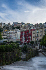 Ragusa Ibla old italian Sicilian ancient medieval little town at sunset sicily Italy vertical 