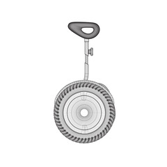 Contour Gyroscooter vector illustration. Cartoon isolated personal electric smart transport, modern eco vehicle with battery and two wheels for city ride and mobility. 3D.