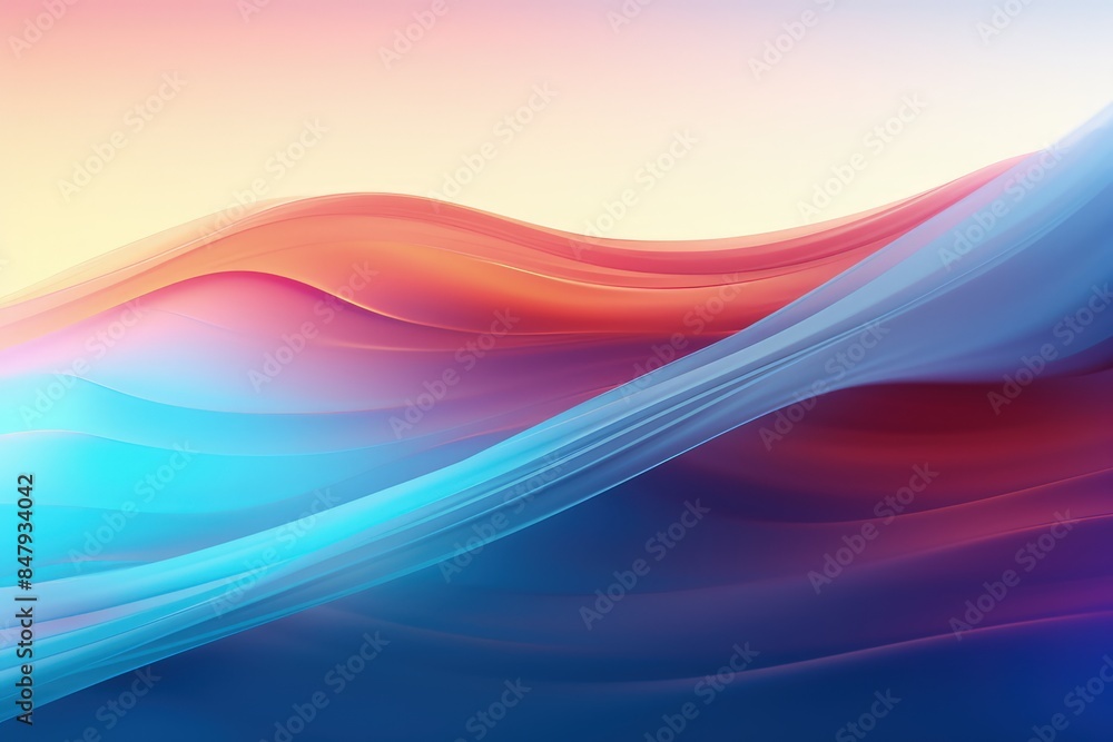 Poster blurred colored abstract gradient background, waves shape glowing in ultraviolet spectrum. backgroun
