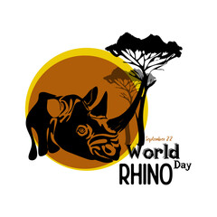World Rhino Day. Vector illustration for world rhino day. Poster, banner, logo, print for lovers and defenders of rhinos. Animal protection. 22 September.