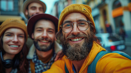  group of working people together taking a selfie, in the style of capturing moments