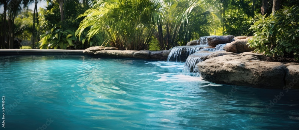 Poster patterns of movement of water in the pool. creative banner. copyspace image
