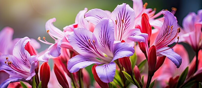 pupus tanaman bunga ditaman yang baru tumbuh terlihat indah difoto dengan lensa makro. Creative banner. Copyspace image