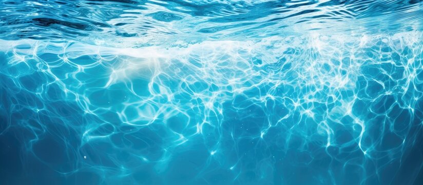 Water wave under swimming pool with light reflecting Texture background. Creative banner. Copyspace image