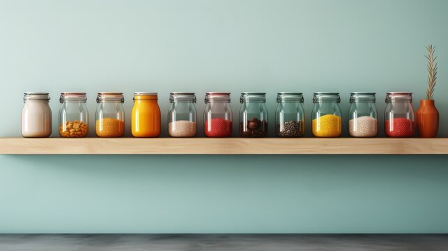Soft pastels Minimalist Pantry with empty wall