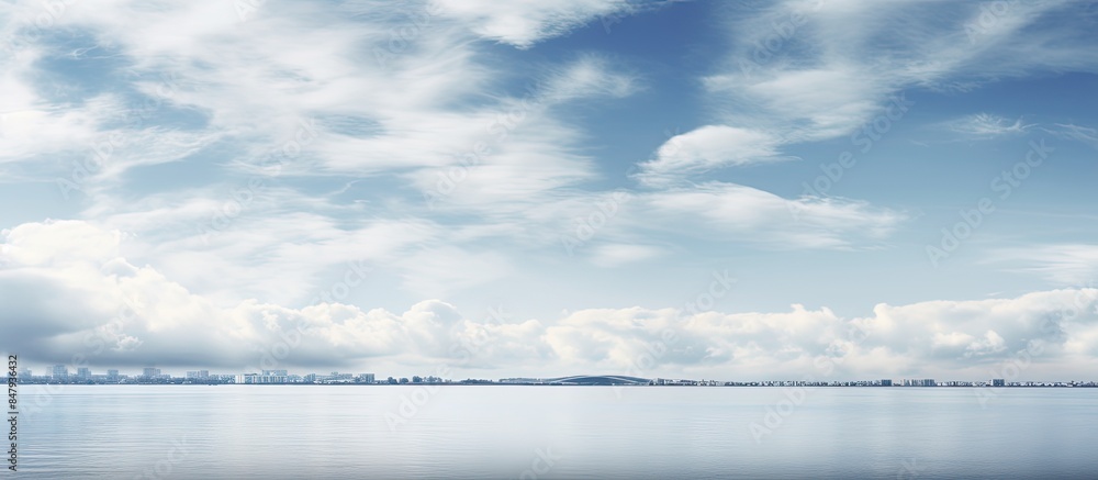 Poster White clouds float above the bay. Creative banner. Copyspace image