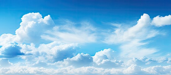 blue sky with white clouds to replace the background of landscape photos. Creative banner. Copyspace image