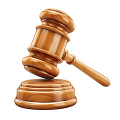 A wooden gavel resting on a block, symbolizing justice and authority.