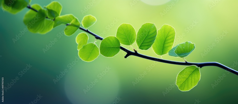 Poster beautiful natural green leaf and abstract blurred bokeh light background. creative banner. copyspace