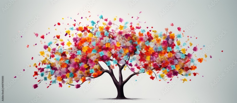 Poster tree with flowers. creative banner. copyspace image