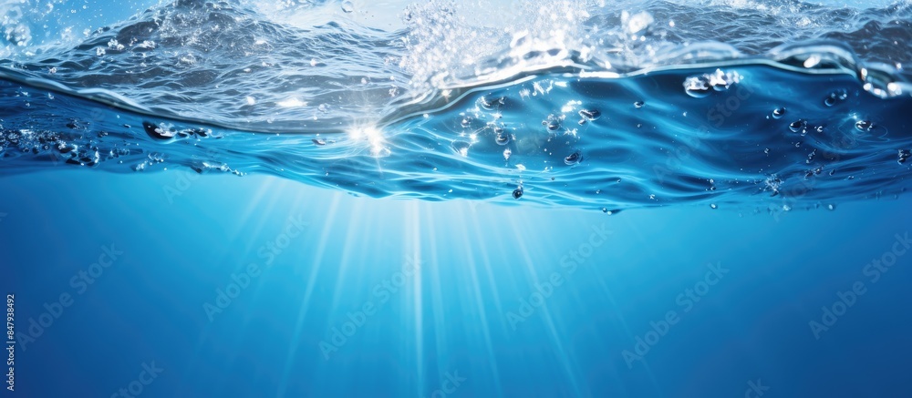 Poster closeup blur abstract of surface blue water abstract of surface blue water reflected with sunlight f