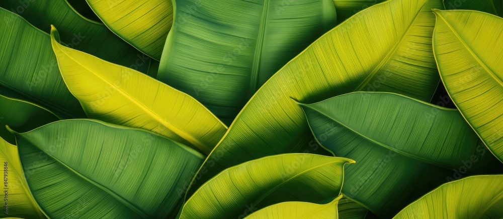 Aufkleber the leave banana background color is yellow and green. creative banner. copyspace image