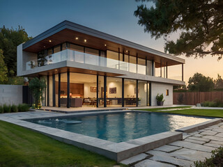 Fototapeta premium Sleek Contemporary House with Smart Technology