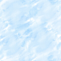 Stylish sky blue paint splashes seamless design. Abstract soft textured and colorful, fluid endless background. Hand drawn watercolor illustration for textiles, wallpapers and creative web projects