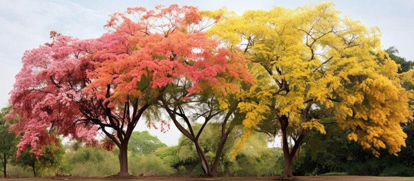 Cassia javanica also known as Java Cassia Pink Shower Apple Blossom Tree and Rainbow Shower Tree. Creative banner. Copyspace image