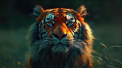 Majestic Tiger Portrait in HD 8K Wallpaper AI Generated  