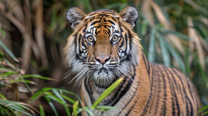 Fototapeta premium Majestic Tiger Portrait in HD 8K Wallpaper AI Generated 