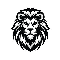 Fototapeta premium Cartoon illustration of a fierce lion in black and white