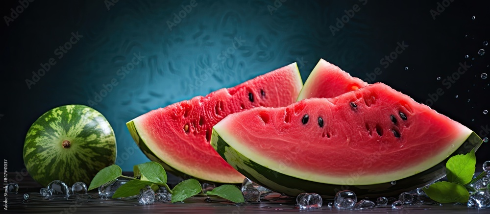 Aufkleber fruit watermelon with red flesh is popular in the summer because there are a lot of water components