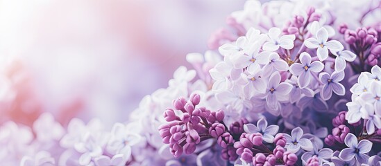 Beautiful white and violet lilac background closeup. Creative banner. Copyspace image