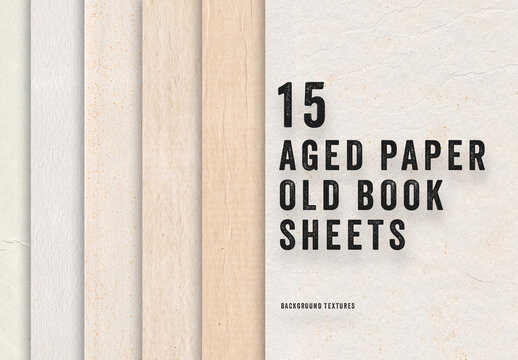 15 Aged Book Paper Sheet Background Textures