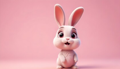 Fototapeta premium easter bunny rabbit isolated on pink backround, banner poster header design
