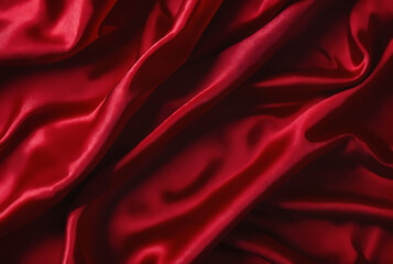 Obraz premium Close up of smooth, red silk fabric draped