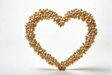 Obraz premium Heart-shaped arrangement of seeds on a white background