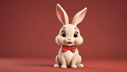 Obraz premium easter bunny rabbit isolated on red backround, banner poster header design