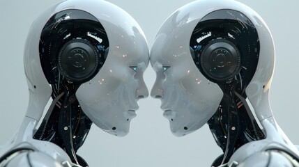 Fototapeta premium Humanoid robots facing each other