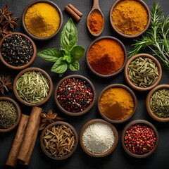 Variety of fresh spices
