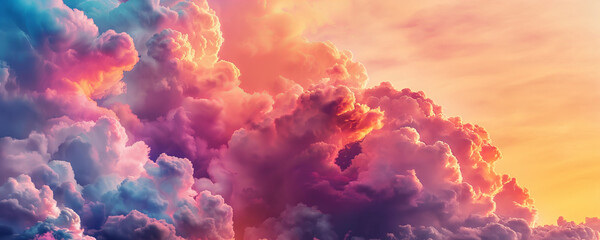Fototapeta premium Multicolored sunrise sky. Beautiful sky background with clouds.