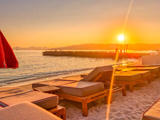 Sunset on the beach in Juan les Pins, South of France