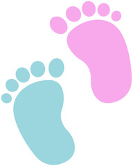 Flat icon of baby footprint blue and pink color isolated on white background.