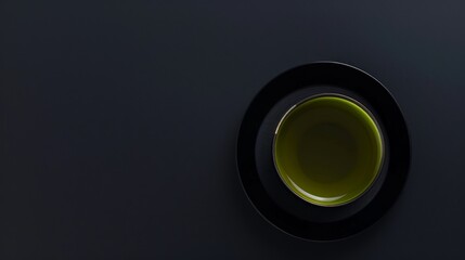 A Birds Eye View of a Refreshing Cup of Green Tea on a Black Background