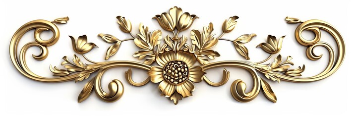 gold decorative vintage floral ornaments elegant style vintage design on white background