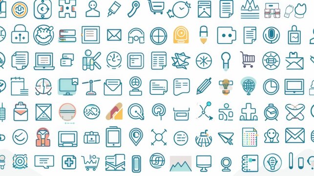 A Vibrant Collection of Thin Line Web Icons for Modern Design
