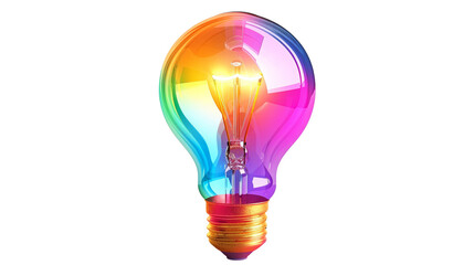 Fototapeta premium A colorful light bulb glowing with creativity and inspiration. Perfect for concepts of innovation, ideas, and energy.