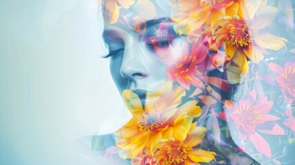 A Moment of Focus: A Womans Determined Gaze Amidst the Office Buzz