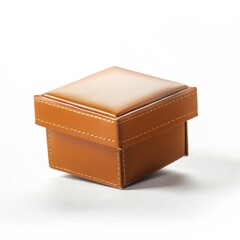 Luxurious brown jewelry box with white stitching, perfect for presenting elegant rings, watches, or fine accessories.