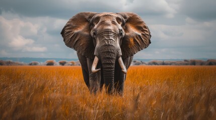 Naklejka premium Big elephant on nature background