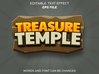 treasure temple text effect, font editable, typography, 3d text for games. vector template