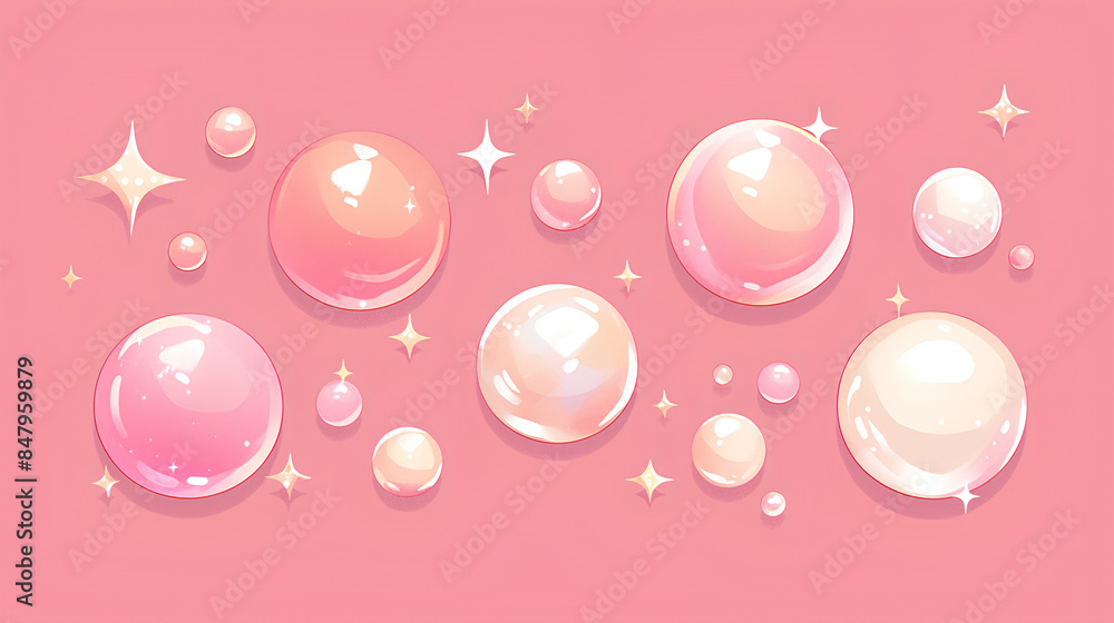 Poster sparkling pearls in shells simple background