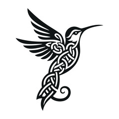 Hummingbird tattoo. Vector pattern in the style of Celtic braiding.
