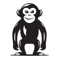 Monkey black silhouette cute zodiac bold style illustration