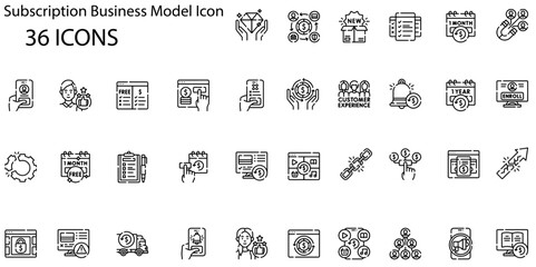 Set of subcription business midel icons. Line art style icons bundle. vector illustration