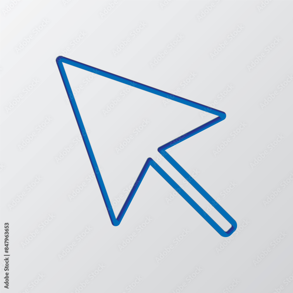 Poster cursor simple icon vector. flat design. paper cut design. cutted blue symbol with shadow. gray backg