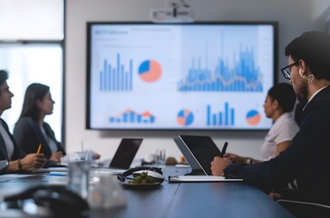 Business team presenting growth graph in conference room