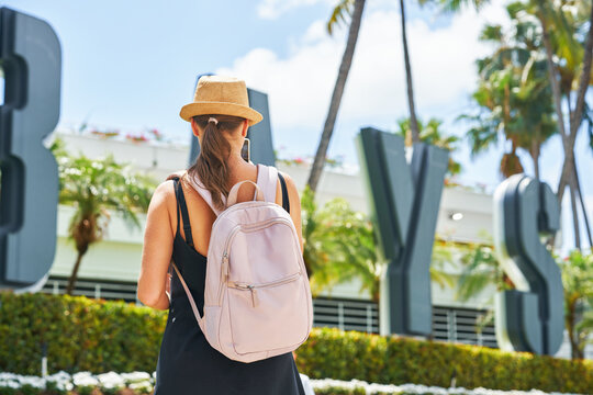 Picture from Miami of woman tourist in Bayside